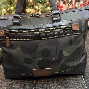 Coach Camouflage Black and Brown Briefcase